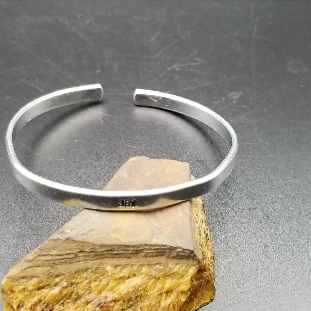 Silver cuff bracelet joy inspirational B824